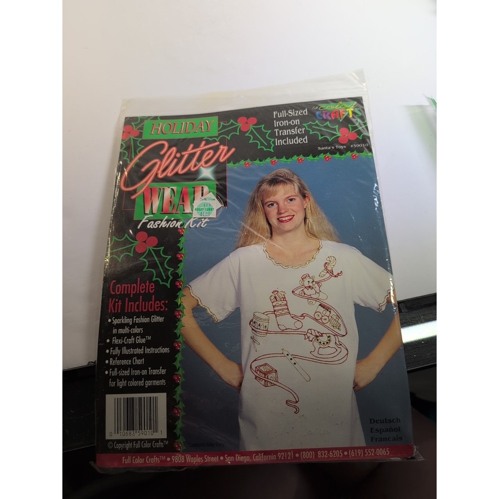 Vintage Fashion Art Iron On Transfer Glitter Wear Kit Santa's Toys #59010